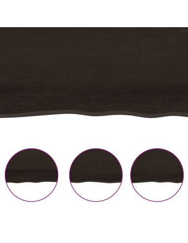 Ripiano Marrone Scuro 220x50x(2-4) cm Massello Rovere Trattato