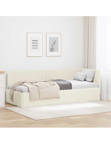 Cornice del letto ad angolo Crema 80 cm x 200 cm Velluto
