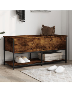 Panca Portaoggetti Rovere Fumo 100x42,5x47 cm Legno Multistrato