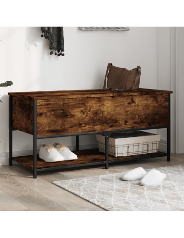 Panca Portaoggetti Rovere Fumo 100x42,5x47 cm Legno Multistrato
