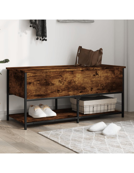 Panca Portaoggetti Rovere Fumo 100x42,5x47 cm Legno Multistrato