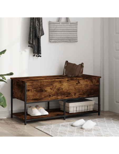 Panca Portaoggetti Rovere Fumo 100x42,5x47 cm Legno Multistrato