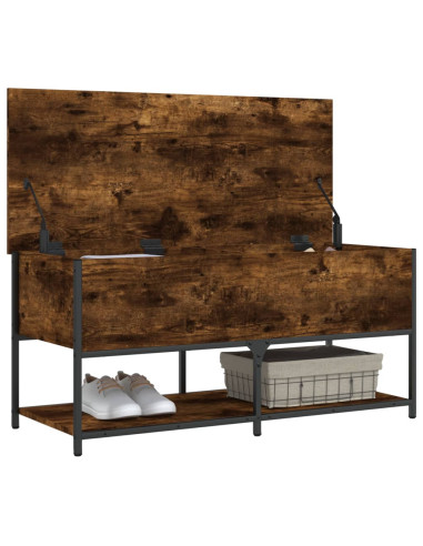 Panca Portaoggetti Rovere Fumo 100x42,5x47 cm Legno Multistrato
