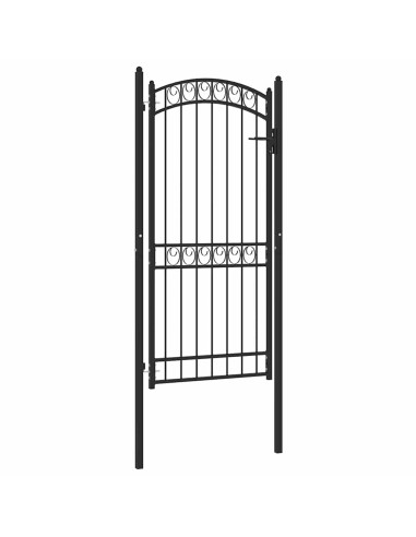 Cancello per recinzione EMMEN con parte superiore ad arco in acciaio 100x136 cm Nero