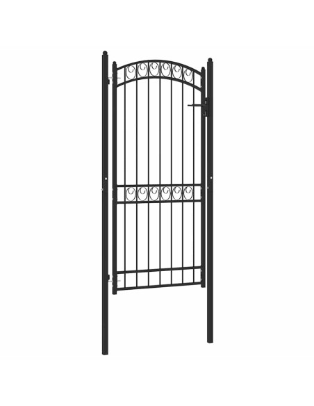 Cancello per recinzione EMMEN con parte superiore ad arco in acciaio 100x136 cm Nero