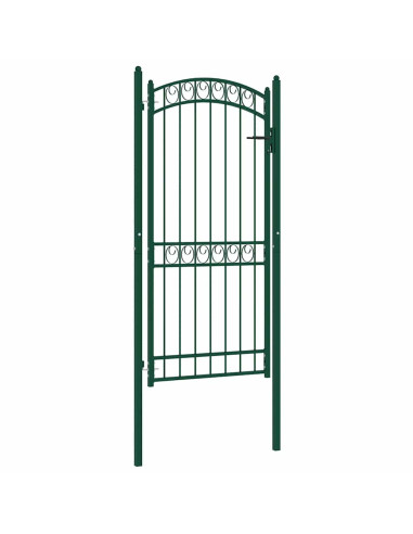 Cancello per recinzione EMMEN con parte superiore ad arco in acciaio 100x136 cm verde