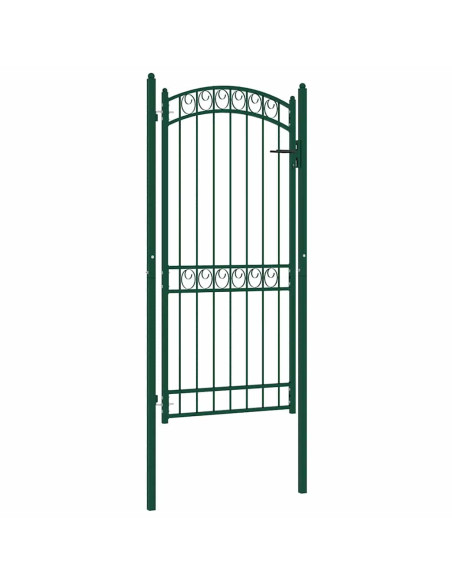 Cancello per recinzione EMMEN con parte superiore ad arco in acciaio 100x136 cm verde