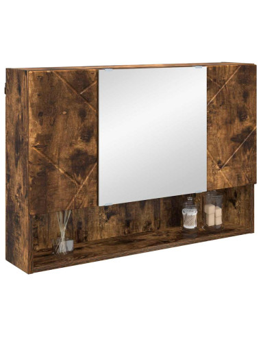 Mobiletto per specchio con porta Rovere fumé 80 x 17 x 55 cm