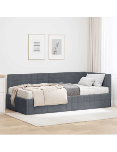 Struttura Letto Angolare con Materasso 2 pz Grigio Velluto