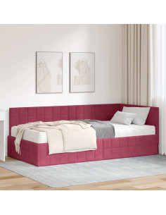 Struttura Letto Angolare con Materasso 2 pz Verde Velluto