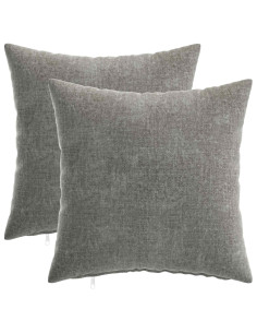 Federa 2 pz HEERLEN Grigio Scuro 35 x 35 cm Tessuto Chenille