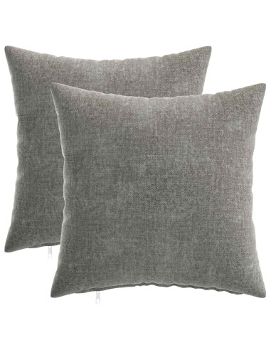 Federa 2 pz HEERLEN Grigio Scuro 35 x 35 cm Tessuto Chenille
