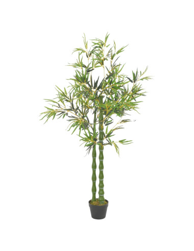 Pianta di Bambù Artificiale con Vaso Verde 160 cm