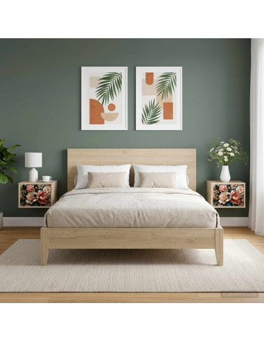 Mobiletto da comodino a parete BORNE 2 pz Rovere Sonoma