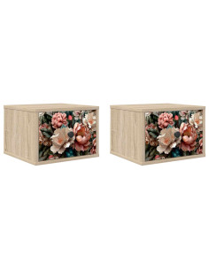 Mobiletto da comodino a parete BORNE 2 pz Rovere Sonoma 2