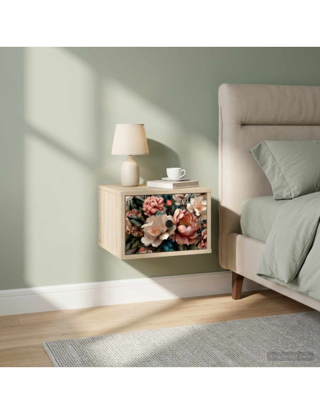 Mobiletto da comodino a parete BORNE 2 pz Rovere Sonoma