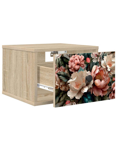 Mobiletto da comodino a parete BORNE 2 pz Rovere Sonoma