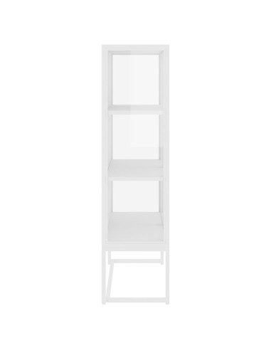 Credenza Alta Bianca 80x35x135 cm Acciaio e Vetro Temperato