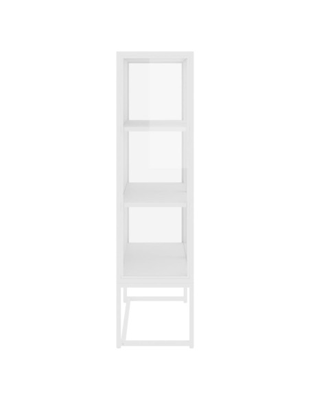 Credenza Alta Bianca 80x35x135 cm Acciaio e Vetro Temperato