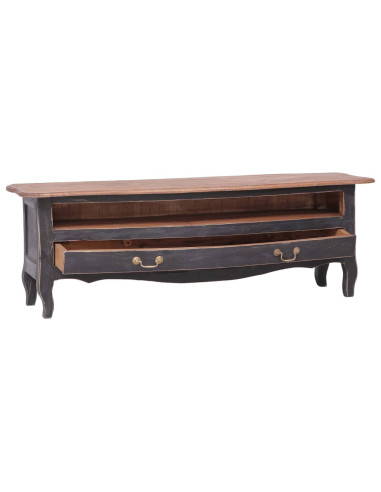 Mobile Porta TV 120x30x40 cm Nero Legno Massello di Mogano
