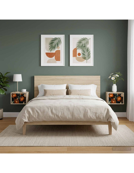 Mobiletto da comodino a parete LOCHEM 2 pz Rovere Sonoma