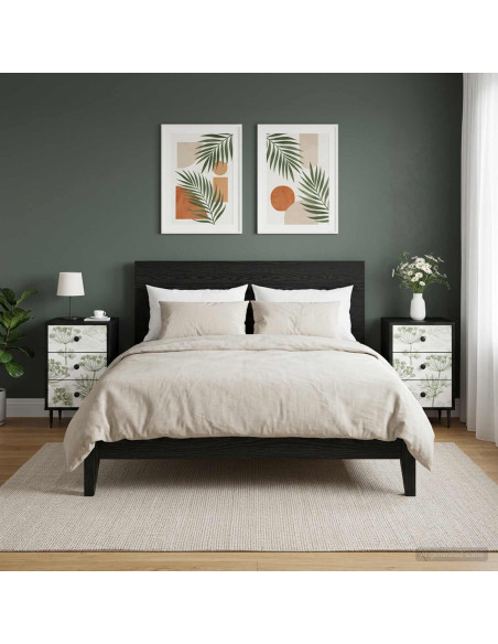 Armadio da Notte GOTHA 2 pz Rovere Nero 36 x 33 x 61 cm