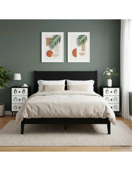 Armadio da Notte HANAU 2 pz Rovere Nero 36 x 33 x 61 cm