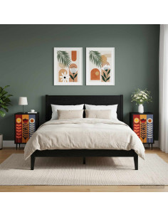 Armadio da Notte ESSEN 2 pz Rovere Nero 36 x 33 x 61 cm