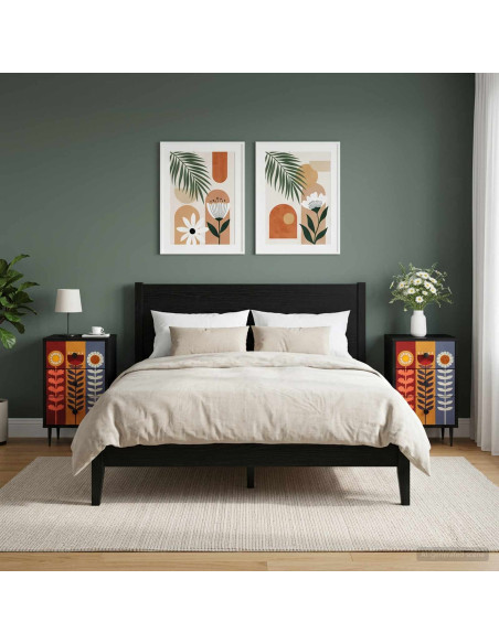 Armadio da Notte ESSEN 2 pz Rovere Nero 36 x 33 x 61 cm