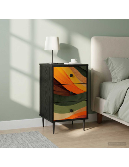 Armadio da Notte BONN 2 pz Rovere Nero 36 x 33 x 61 cm
