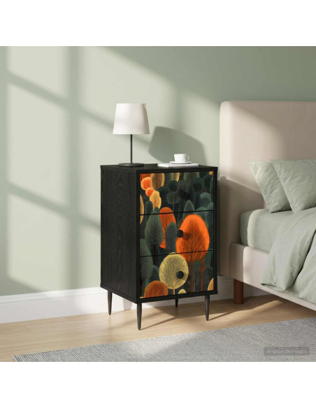 Armadio da Notte ZAANDAM 2 pz Rovere Nero 36 x 33 x 61 cm