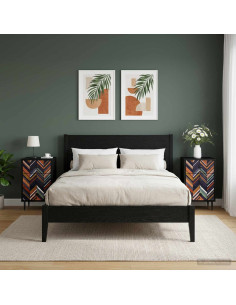 Armadio da Notte OMMEN 2 pz Rovere Nero 36 x 33 x 61 cm