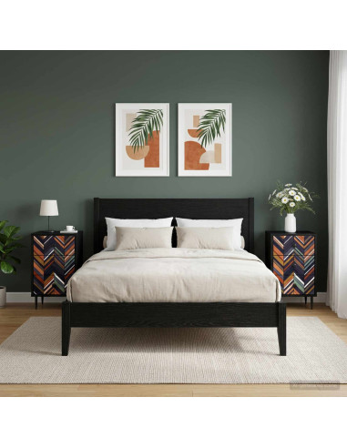 Armadio da Notte OMMEN 2 pz Rovere Nero 36 x 33 x 61 cm