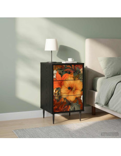 Armadio da Notte GENNEP 2 pz Rovere Nero 36 x 33 x 61 cm