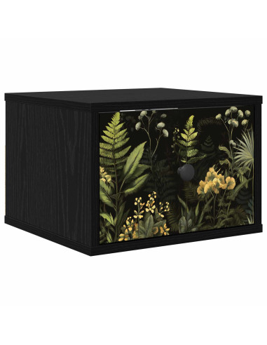 Mobiletto da comodino a parete RHENEN Rovere Nero
