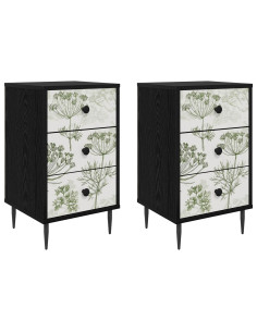 Armadio da Notte GOTHA 2 pz Rovere Nero 36 x 33 x 61 cm 2