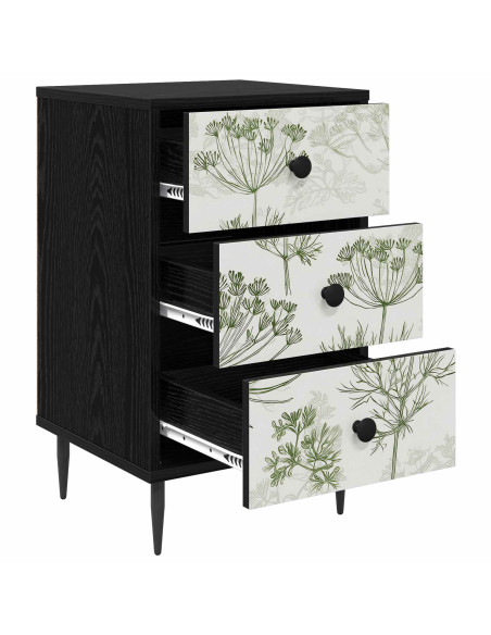 Armadio da Notte GOTHA 2 pz Rovere Nero 36 x 33 x 61 cm