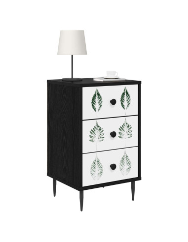 Armadio da Notte HANAU 2 pz Rovere Nero 36 x 33 x 61 cm