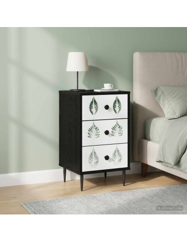 Armadio da Notte HANAU 2 pz Rovere Nero 36 x 33 x 61 cm