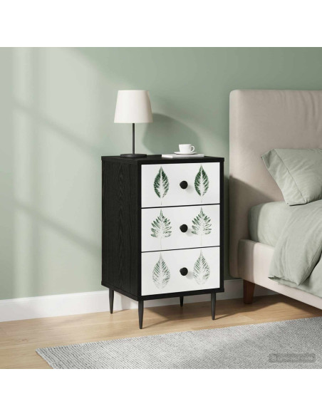 Armadio da Notte HANAU 2 pz Rovere Nero 36 x 33 x 61 cm