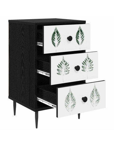 Armadio da Notte HANAU 2 pz Rovere Nero 36 x 33 x 61 cm