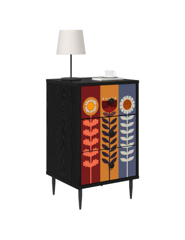 Armadio da Notte ESSEN 2 pz Rovere Nero 36 x 33 x 61 cm