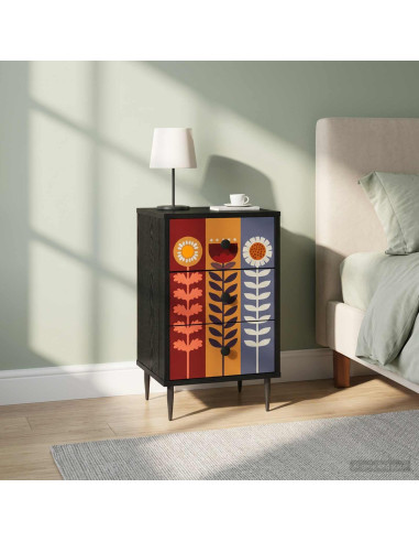 Armadio da Notte ESSEN 2 pz Rovere Nero 36 x 33 x 61 cm
