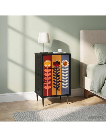 Armadio da Notte ESSEN 2 pz Rovere Nero 36 x 33 x 61 cm