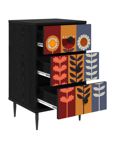 Armadio da Notte ESSEN 2 pz Rovere Nero 36 x 33 x 61 cm