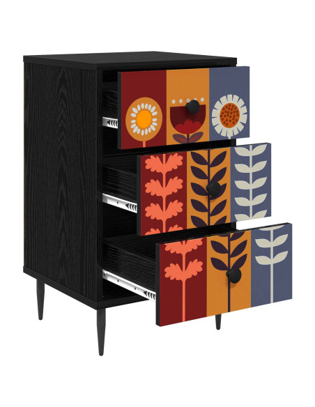 Armadio da Notte ESSEN 2 pz Rovere Nero 36 x 33 x 61 cm