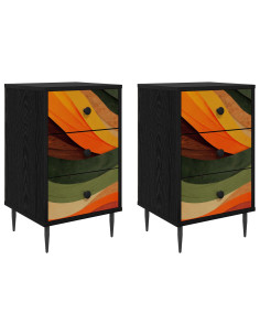Armadio da Notte BONN 2 pz Rovere Nero 36 x 33 x 61 cm 2