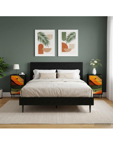 Armadio da Notte BONN 2 pz Rovere Nero 36 x 33 x 61 cm