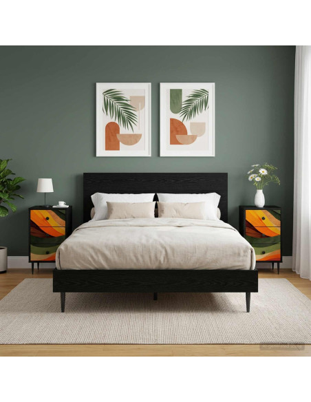 Armadio da Notte BONN 2 pz Rovere Nero 36 x 33 x 61 cm