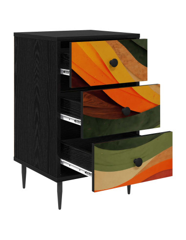 Armadio da Notte BONN 2 pz Rovere Nero 36 x 33 x 61 cm